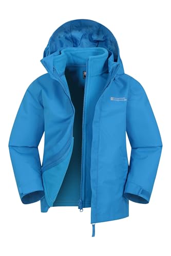 Mountain Warehouse Fell 3 in 1 Wasserabweisende Kinderjacke - Atmungsaktive, Regenjacke für Jungen und Mädchen - Für Spaziergänge, Wanderungen & Outdoor Leuchtend Blau Kinder 116 DE (5-6 Jahre)