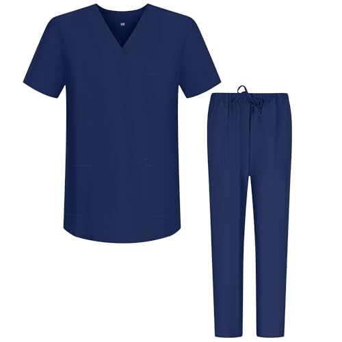 MISEMIYA - Unisex-Schrubb-Set - Medizinische Uniform mit Oberteil und Hose ref.6801-6802 - Medium, Blau