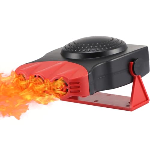 Leaflai 12V Autoheizung, Tragbare Auto-heizung 150W Winter-Auto-Heizung-Kit mit Heiz-/Kühlfunktion Plug-in Zigarettenanzünder Luftkühlventilator für 12Volt Autos, LKWs, SUV, Van (Rot)
