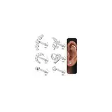 Diamday 6Pcs Knorpel Ohrringe Stud Internally Threaded CZ Mond Herz Blatt Helix Tragus Conch Labret Monroe Lip Piercing Schmuck