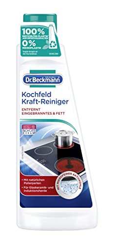 Dr. Beckmann Kochfeld Kraft-Reiniger | Glaskeramik-Reiniger gegen Eingebranntes und Fett | mit natürlichen Polierperlen und Aktivkohle | 250 ml