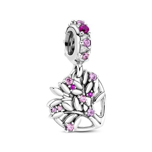 PANDORA Rosafarbener Familienstammbaum Charm-Anhänger, Sterling-Silber, Cubic Zirkonia, 799153C01