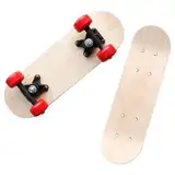 Amagogo Holz-Skateboard-Deck, DIY-Malerei, unlackiertes Holz-Skate-Deck, DIY-Skateboard für Anfänger, Jungen, Mädchen, Kinder, 43 cm mit Rad