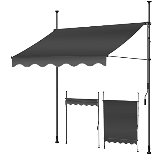 KESSER® Klemmmarkise mit Handkurbel Balkon, Balkonmarkise ohne Bohren, UV-beständig höhenverstellbar wasserabweisend, Sonnenschutz, Terrassenüberdachung, einfache Montage 250cm, Anthrazit