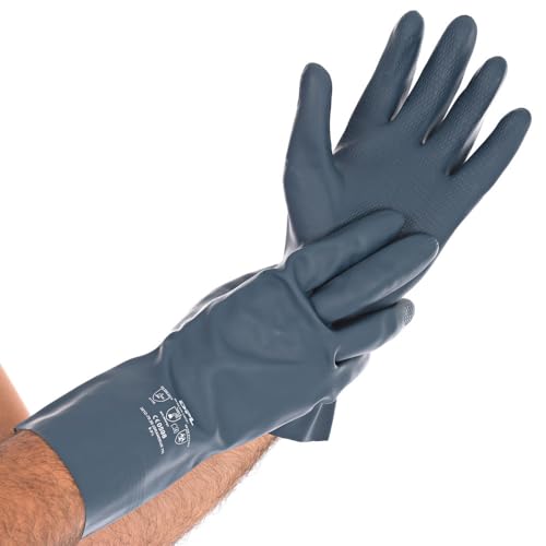 FRANZ MENSCH 1 Stück Chemikalienschutzhandschuhe Grande | Latex/Chloropren, Packung, petrol, 8/M, L: 30cm, Chemikalien Schutz Handschuhe,Säure und Alkalibeständigkeit handschuhe, Chemie Handschuhe