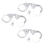 GUTERTOP 3 Stück Handschellen Kinder Polizei Echt Stahl Profi, Spielzeug Handcuffs aus Metall mit 6 Schlüssel für Räuber und Gendarm Spielen