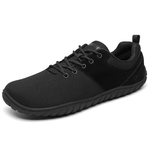 SAGUARO Barfußschuhe Wish Ⅰ- Knit Barfußschuhe Damen Herren Barfussschuhe Zehenschuhe Barfuß Schuhe Wide Toe Box Barefoot Shoes Weit Zehenbox Traillaufschuhe Barfusslaufschuhe Schwarz, Gr.40