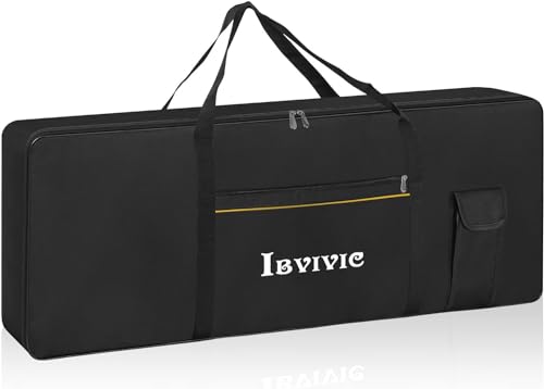 IBVIVIC Keyboardtasche 61 Tasten, Reiß- und wasserfest Keyboard Tasche 10 mm Dicke Schaumstoffpolsterung, Gig Bag 600D Oxford-Tuch, 103 x 40 x 13 cm, Schwarz