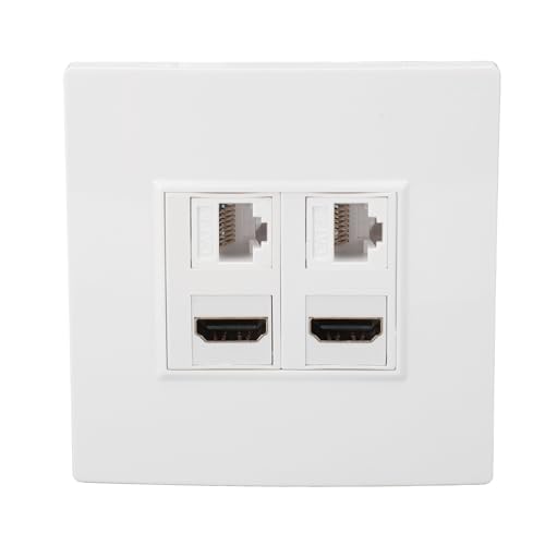 HDMI-CAT6-Ethernet-Wandplatte, 4-Port-Multimedia-Informationspanel, 2 HDMI 2 CAT6, für Computer, Fernseher, Festplatten, Projektoren, Passend für Standard-Steckdosen