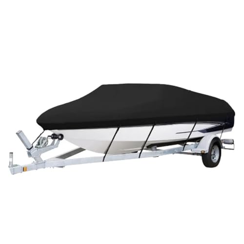 WLLKIY 11-22ft 210D Oxford Tuch wasserdichte Bootsabdeckung Schnellboot Trailerable V-förmige Fischerbootabdeckung Regen Sonnenschutz Effektive Sicherheit(17-19FT 600X310cm)