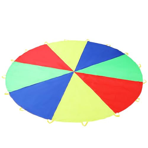 OPEYATOYS 4M/13.12Ft Schwungtuch Kinder Bunt Fallschirm Parachutes Spielzeug Mit 16 Griffen Ideale, Therapieschaukel Kinder Tuch for 8-16 Kids