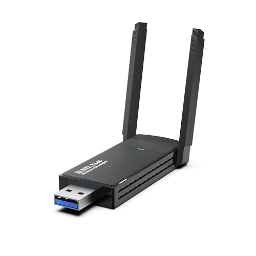 JESWO WiFi-USB-Adapter, Dual-Band-WLAN-Stick, 5 GHz/2 GHz, WLAN-Stick für Desktop-PC, 1300 Mbps, WLAN-Antenne mit hoher Verstärkung 2 × 5dBi, kompatibel mit Windows 11/10/8.1/8/7/XP/Vista,