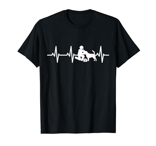 Veterinär Strichmännchen Herzlinie Haustierarzt Herzschlag T-Shirt