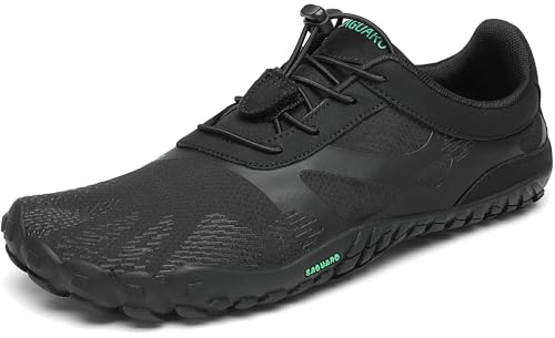 SAGUARO Barfußschuhe Herren Damen Traillaufschuhe Outdoor & Indoor Training Fitnessschuhe Wander Wald Strand Straße Laufschuhe Walkingschuhe Schnell Trocknend Badeschuhe, Öl Schwarz, 46 EU