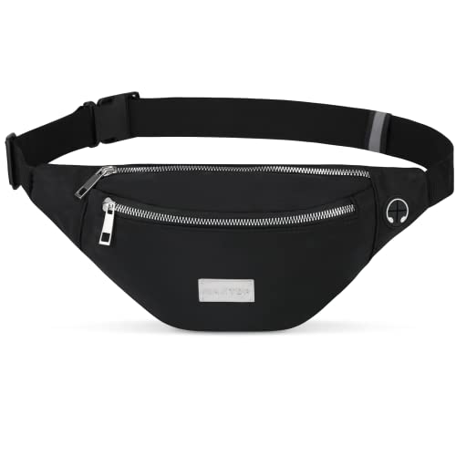 MAXTOP Kleine Crossbody Fanny Pack Schwarz Gürteltasche, Modische Gürteltasche mit 3-Reißverschluss-Taschen Gürteltasche für Wandern Reisen Festival Radfahren Laufen Casual Hands-Free Brieftaschen