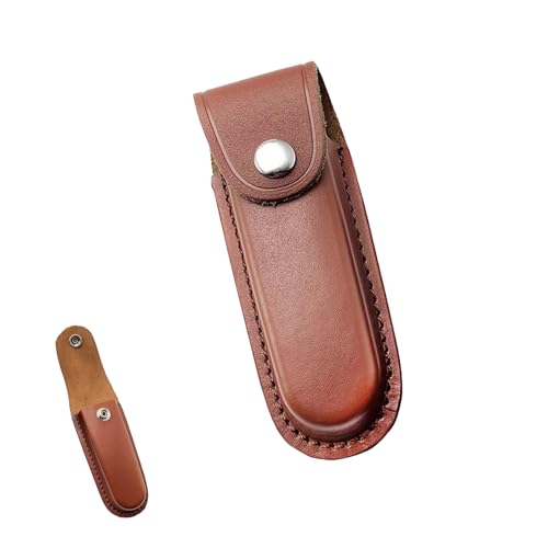 Messertasche für Gürtel,Messerscheide Leder,Messer Taschen mit Schnappverschluss Gürtelschlaufe,Klappmesser Taschenmesser Hülle 13.2cm,Aschenmesserscheide Faltbar Taschenmesseretui Tragbare Braun