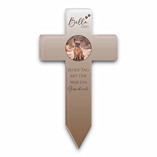 CHRISCK design Personalisiertes Grabkreuz mit vielen verschiedenen Designs - ideal als Andenken oder für den Friedhof - 3 Größen bis 22x40 cm