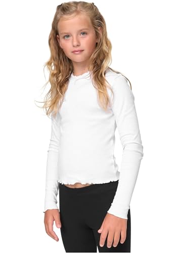 Urban Classics Mädchen Girls Short Rib Longsleeve T Shirt, Weiß, 122/128 EU