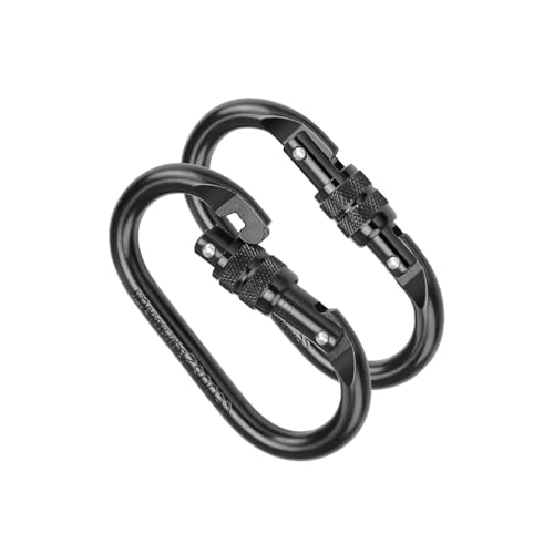 LWLWA 2 Stück Karabinerhaken Groß, Legierter Stahl Schraubkarabiner, Tragbar Kletter Karabiner, Karabiner 25 kn(2500kg), Verchromte Oberfläche Verwendet für Hängematten, Camping, Bergsteigen
