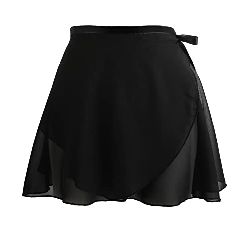 Damen Ballettrock Wickelrock Schwarz Chiffon Tanz Rock Verstellbare Taille Krawatten Gymnastik Ballettrock