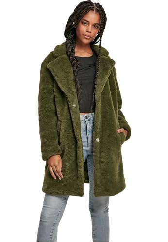 Urban Classics Damen Ladies Oversized Sherpa Coat Mantel, Grün (Olive 00176), XXXX-Large (Herstellergröße: 4XL)