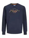 Jack & Jones Jungen Jjferris Crew Neck Jnr Sweatshirt, Navy Blazer/Print:Big, 140 EU