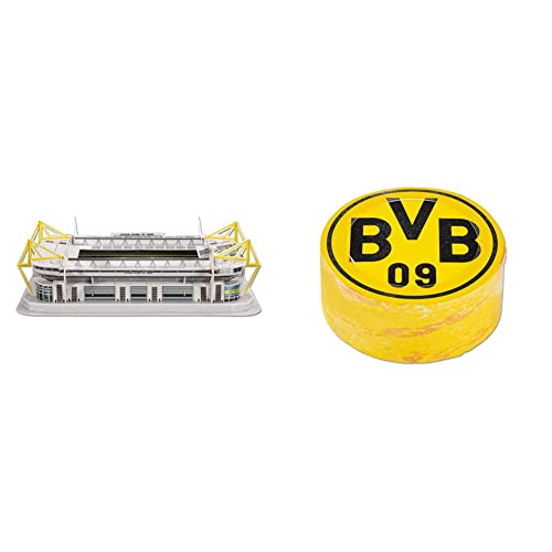 Borussia Dortmund BVB-3D-Stadionpuzzle & BVB-Zauberhandtuch (60 x 30 cm), Schwarz/gelb