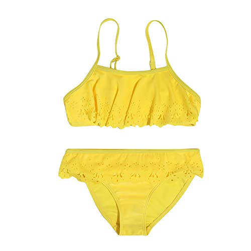 Fulidngzg Bikini Mädchen 122 mit Triangel Bedruckte Tankini Badeanzug Größe Teenager Push Up Bikinihose Rüschen Sportlich mit Shorts Bikini Badeanzüge Bikinioberteil für Mädchen 2-14 Jahre