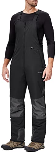 DAFENP Herren Skihose Latzhose Wasserdicht Schneehose Softshellhose Winter Warm Gefüttert Snowboardhose Overall mit Verstellbaren Hosenträgerhose HXK8114M-Black1-XL