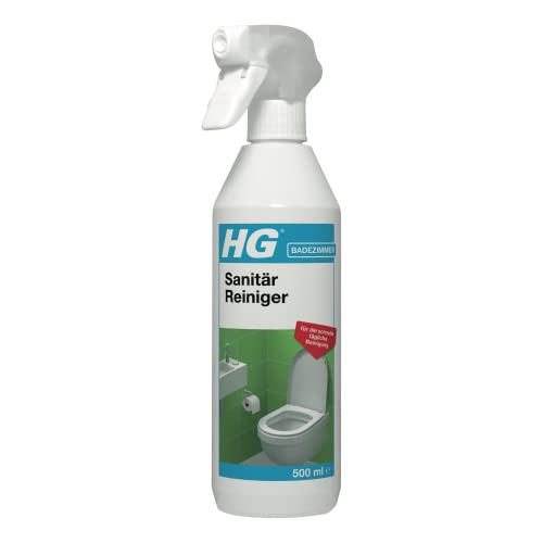 HG Sanitär Reiniger, ein frisch duftender, schnell trocknender Sprayreiniger zur schnellen, einfachen und hygienischen Reinigung des gesamten Toilettenraums, für die regelmäßige Reinigung - 500 ml