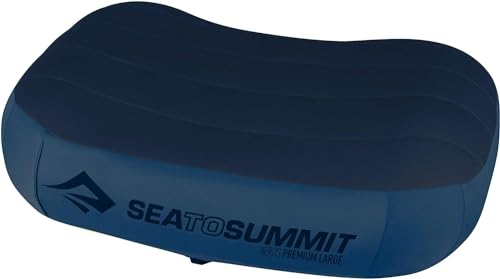 Sea to Summit - Aeros Ultralight Deluxe Reisekissen L - Leicht zum Aufblasen - rutschfest - Ultra-SIL Reißverschluss-Tasche - Camping & Fahrradtouren - 42 x 30 x 13cm - Navy Blue - 114g