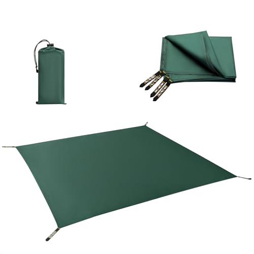 VOSOIR Zeltplane wasserdichte, Ultraleicht Tragbar Camping Zelt Tarp, Zeltunterlage mit 12 Metall-Ösen&Tragetasche, Reißfest, Tent Tarp für Hängematte Ourdoor Camping Picknick Wanderungen(210x210cm)