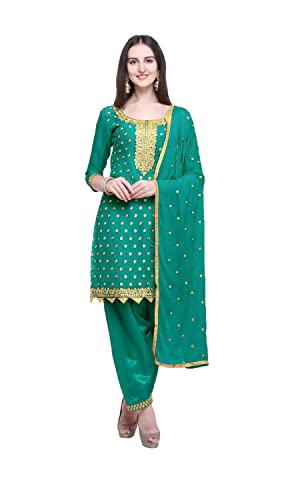 Nitimatta Salwar Kameez Anzug-Set für Damen, Übergröße, indischer Punjabi, Patiala-Partykleidung, gebrauchsfertiges Kleid für Frauen, Dunkelgrün / Gold, X-Large