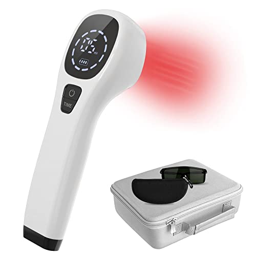 iKeener Rotlicht Therapie Gerät,FDA Zugelassen Handgerät Kalte Laser Therapie SchmerzLinderungs,Niedrige Niveau Infrarotlicht für Knie,Gesicht,Körper,Muskeln,Schulter,Rücken,Mit Gratis Brille(4x808nm)