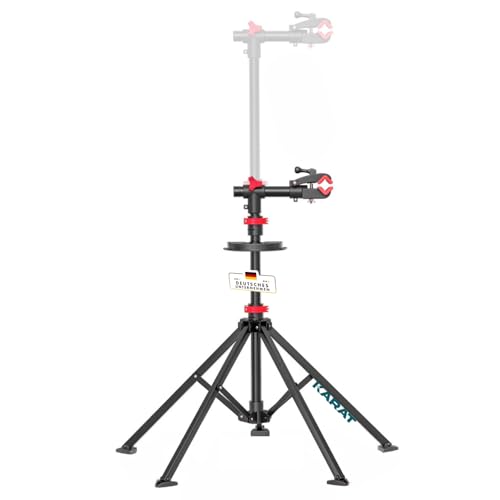 KARAT Fahrradmontageständer, Reparaturständer 360° Höhenverstellbarer Fahrradständer drehbar mit große Werkzeugablage Robust für Mountainbike Fahrräder bis 30 kg (Lois)