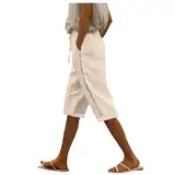 Caprihose Damen Sommer Cecil, Sommerhosen Damen Leicht, Kurze Hose Extradünn Atmungsaktive Yogahose Elastisch Knielang Lounge Hose Bequeme Lose Chino Hosen Solid Activewear High