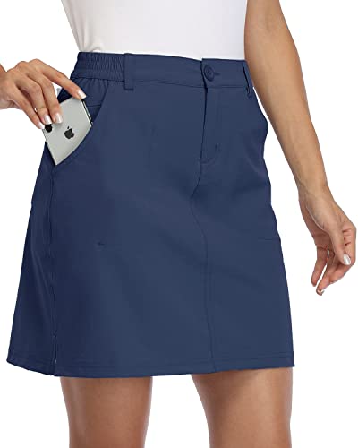 WILLIT Damen Outdoor Skort Golf Skort Casual Skort Rock UPF 50+ Quick Dry Zip Pockets Active Hiking Navy Blue M