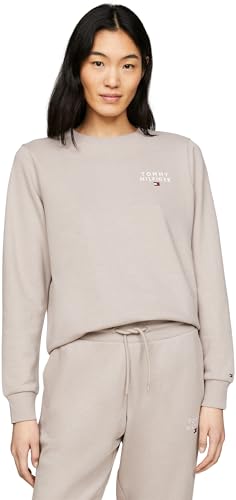 Tommy Hilfiger Damen Sweatshirt ohne Kapuze, Beige (Smooth Taupe), SM