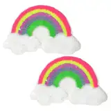 Operitacx 2St Regenbogen-umkehrbare bunte Pailletten doppelseitige farbwechselnde Pailletten-Stickerei-Stoff-Patch-Stickerei sticken stickerpappier bag Aufnäher Stoffaufkleber Patches nähen