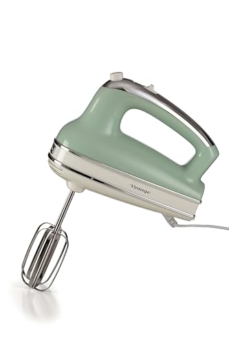 Ariete Vintage, Multifunktions-Handmixer 1548, 5 Geschwindigkeiten, Turbo-Funktion, 2 Edelstahlrührbesen zum Schlagen und Kneten, Geeignet für Kuchen- und Pizzateig und Schlagsahne, 450W, Grün