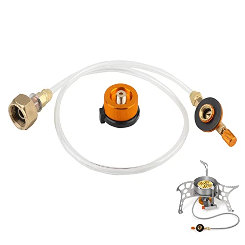 Delamiya Gaskartuschen Adapter, Lpg Adapter, Gasflaschen Adapter, Gasadapter für Gasflaschen Europa, Gaskocheradapter mit Gasschlauch für Gaskartusche Gaskocher,Campingkocher Brenner