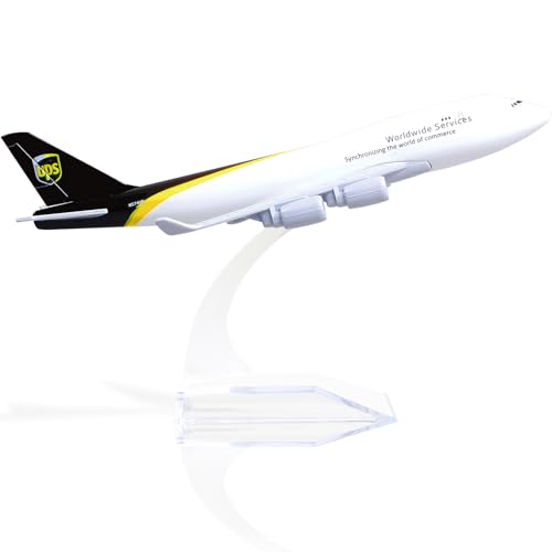 QIYUMOKE Boeing 747 UPS Aviation 1/400 Flugzeugmodell aus Druckgussmetall mit Ständer, Fluglinienmodell, Flugzeuglegierung, Sammlermodellbausatz für Luftfahrtbegeisterte als Geschenk