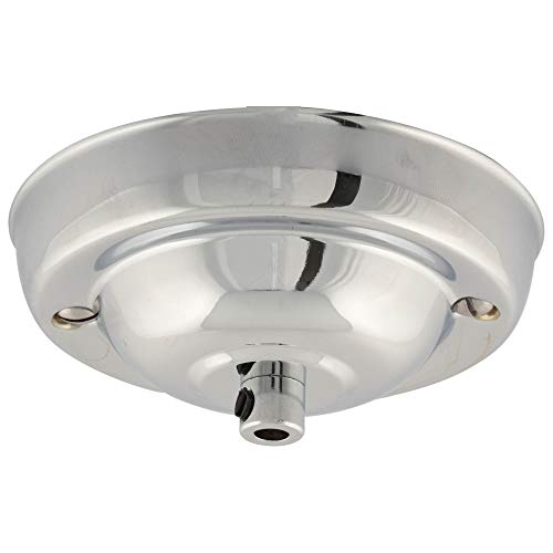 ElekTek Deckenrosette mit Zugentlastung Durchmesser 108 mm Metallausführungen Pulverlackierung für Deckenhängeleuchten Chrom