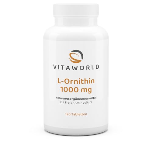 vitaworld L-Ornithin 1000 mg, Hochdosiert mit 1000 mg pro Tablette, Vegan, 120 Tabletten