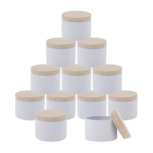 CAPASTEC 12 Stk. Kerzendosen, 4oz Kerzendose mit Deckel, 5,2x6,5cm, Weiß