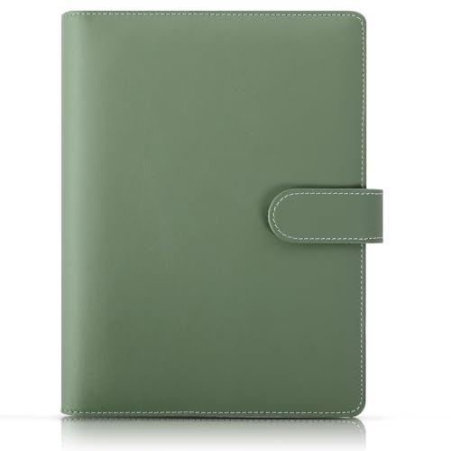SKYDUE A5 Binder, A5 Ringbuch Kunstleder, Ringbuch A5 Nachfüllbar, Budget Binder A5, Notizbuch A5(Innenpapier Nicht Enthalten), Organizer A5 Für Büro Schule Und Reisearbeit(Olivgrün)