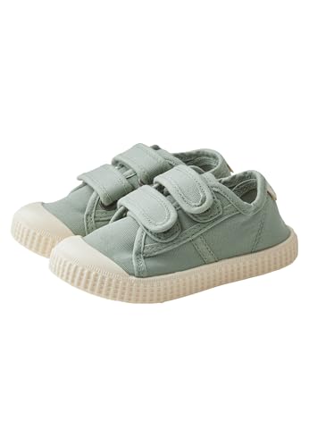 Sterntaler Sneaker Uni - Sportiver Baby Schuh aus Canvas - Kinder Sommer Schuhe mit Rutschfester Sohle - Unisex Babyschuhe mit Klettverschluss, knöchelhoch - steingrün,Größe 27