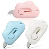 3Pcs Mini Box Cutter, Mabor einziehbares Universalmesser Klein Cloud Utility Messer für Papier Schachtel Paket Papierschnitt