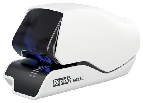 Rapid Elektroheftgerät 5025E kontaktlos - Heftet bis zu 25 Blatt, patentiertes Kassettensystem, LED-Führungssystem, Flachhefttechnologie, Weiß, 25095200