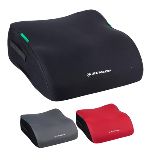 Dunlop Sitzerhöhung Auto Kinder Schwarz - Kindersitzerhöhung ECE R129 - Ergonomischer Kindersitz Ab 3 Jahre - Kinderautositz Mit Waschbarem Bezug - Sitzkissen Auto Für Kinder 135-150 cm